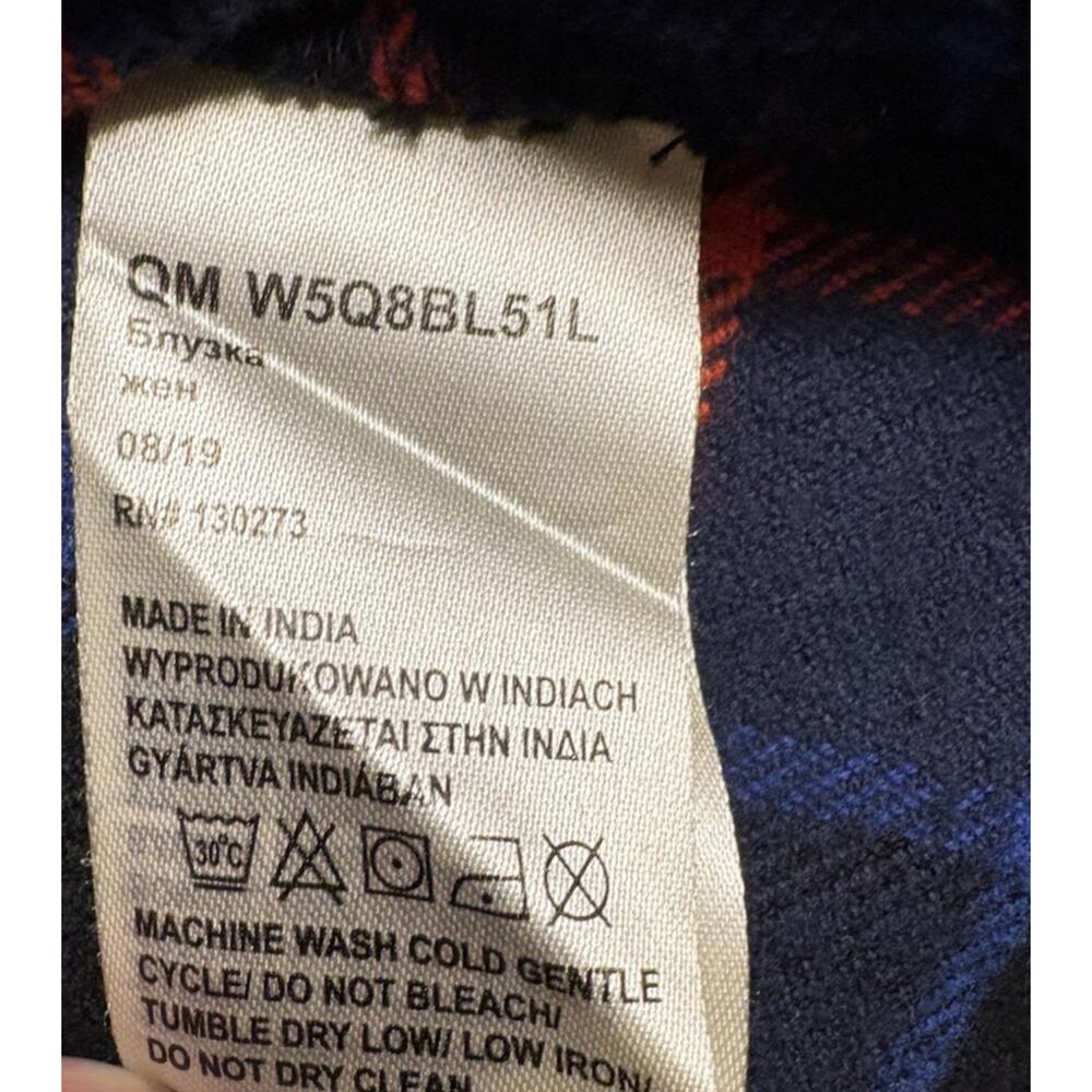 Wrangler Blue Plaid 1/4 Zip Shirt Womens XS Organic Cotton Flannel Workwear - Picture 10 of 11